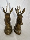 Brass Deer Buck Stag Bookends Pair Set Of 2 10    Tall Heavy Large Mcm Korea 6lbs