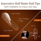 Long Coffin Nail Tips - 500pcs Pre-shaped Half Matte Full Cover Fake Nails Gel T