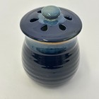 Umbleweed Pottery Garlic Keeper Cobalt Blue Glaze Stoneware Canister Vintage