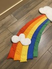 Vintage 1980s Wooltex Plush Fabric Rainbow Brite Theme Cloud Wall Hanging 43x20   