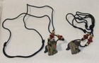 2 Black Cord Animals Bead Necklaces - 2 Dogs Or Wolfves -