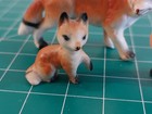 Vintage Bone China Miniature 3pc Fox Family Figurines Miniatures