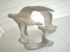 Rare Vintage Solid Brass Ducks geese malard Flying Statue
