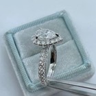 2ct Pear Cut Real Moissanite Halo Women s Engagement Ring 14k White Gold Plated