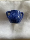 Vintage Enesco Country Dollhouse Miniature Jug pot Blue Sponge Speckled