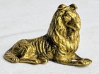 Vintage Small Brass Collie Dog Less Than 2  Long Figurine Statue Desk Shelf