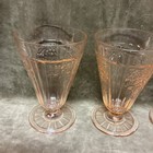 1930s Anchor Hocking Glass Pink Mayfair open Rose 5-1 4    Cone Tumbler Lot Of 3
