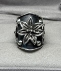 Taxco Sterling Silver Heavy Poinsettia Ring Adjustable