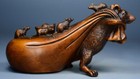 Chinese Vintage Boxwood Nicely Carved Sack Rat Statue Figurine Children s Gift