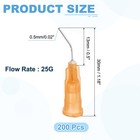 200pcs 25 Gauge 0 5  Bent Dispensing Needle Tips With Luer Slip Orange 