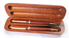 Rosewood Ballpoint Pen   Pencil Set With Wood Case - Executive Gift  Euc