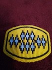 Vtg 1960 s Native American Handcrafted Seed Bead Belt Buckle Yellow  Black  Blue