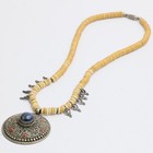 Antique Nepal Filigree Mandala Pendant Lapis Lazuli Coral Bead Choker Necklace