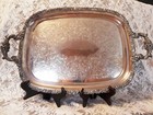 Antique Ellis  Barker Footed Silver Plate Tray  Rectangular  20  
