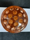 Vintage 19 Holes Flower Frog Amber Blown Glass Heavy  3 5    W   Rare