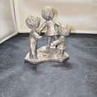 Vintage Hudson Pewter Children Figurine M Wall Usa Small Silver Circle Friends