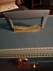 Vintage Hard Shell Train Case Blue Vinyl From The  1950s To 1960s 