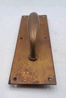 Vintage Brass Plate Entry Door Handle Pull Old Antique Door Hardware 10   3  