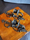 Vintage   style Cast Metal Wall Candle Holders Pair     Farmhouse     Candles
