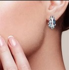 925 Sterling Silver Hoop Earrings Made With Swarovski Crystal   Gift Box