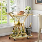 Hoobro Bar Cart  Kitchen Cart W  Wine Rack And Glass Holder Serving Cart
