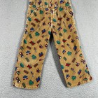 Vintage Oshkosh B gosh Boys Brown Corduroy Train Print Vestbak Overalls 4t Rare