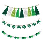St  Patrick s Day Garland Shamrock Clover Garland Banner 3 Sets With Pompom 