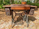 Antique Singer Treadle Sewing Machine  Decorative Gold Sphinx Puzzle Bx Acsesrys