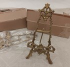 Nos Lot 2 Vtg 8  Brass Display Easel Stand Ornate Book Plate Made In India Box