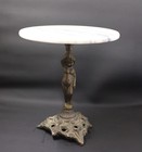 Vintage Gueridon Marble Top Table     Brass Cherub Base French Regency Accent 6 