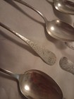 Antique Durgin Sterling Silver Bright Cut Floral Teaspoons Set 12 Mermod Jaccard