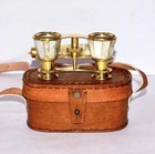 Antique Vintage Opera Glasses Binoculars White Mother Of Pearl Brass Handle Gift