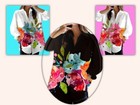 Tunic Shirt Women s Plus Floral Print Long Sleeved Casual Size Choice Buttons