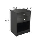 Black 2 Drawers End Table Bedside Nightstand Bedroom Storage Cabinet Night Stand