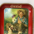 Authenic 1931 Coca-cola Norman Rockwell A Boy And His Dog Metal Tray