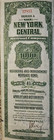 Antique 1913 New York Central Railroad Co  4 1 2   1000 Bond Certificate  Green