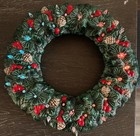 Vntage Green Glazed Ceramic Christmas Wreath W Peg Lights 17 3 4 