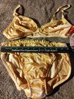 Vintage Captiva Silky Beige Bra   Panties Sz 36 A-b Shiny Nylon Lace Hicut Sz L