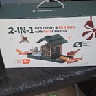 2-in-1 Multi Bird Feeder   Bath Dual Cameras 2k Night Vision Battery Dark Green