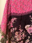 Vintage Indian Silk Saree Floral Print Hot Pink Black Zari Border Fabric 5 5yd