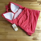 Tommy Bahama Tankini Halter Long Shirred Swim Top Pure Coral Pink Small Nwt