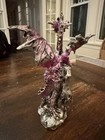 7 5    Purple Dragon Statue Holding Orb Fantasy Gothic Resin Figurine On Rocks
