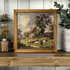 Classical European Country Farm Cows Landscape Wooden Sign Farmhouse Wall Decor