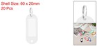 20pcs Plastic Key Tags With Split Ring Labels Window  White
