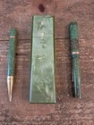 Carter s Apple Green Ring Top Vintage Fountain Pen Pencil Set Bakelite Case   