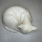 Vintage Genuine Alabaster Sleeping Cat Figurine Statue Hand Carved Made In Italy