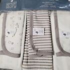 Organic Cotton Terry Baby Bath Set 6 Pc Towels   Washcloths Grey Stripe Neutral 