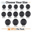 6 Pack 37-82mm Front Lens Caps Dustproof Protective Covers For Camera Lenses