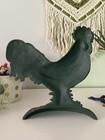 Antique Cast Iron Rooster Doorstop Hand Painted Farmhouse Cottagecore Vintage