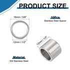 10pcs Stainless Steel Spacer 1 2  Id X 5 8  Od X 1 2  L Round Metal Spacer